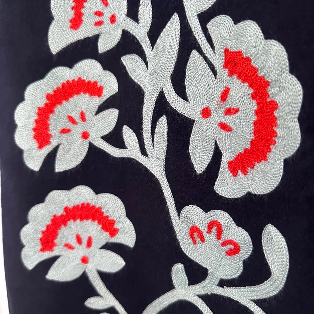 NWOT BODEN Size 12 Navy Floral Embroidered Navy Teal and Red Mini Skirt - Picture 3 of 8